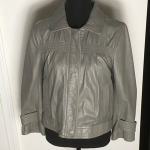 Ann Taylor Loft grey leather jacket size 6